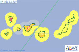 ellow, orange and red alerts in Canary Islands